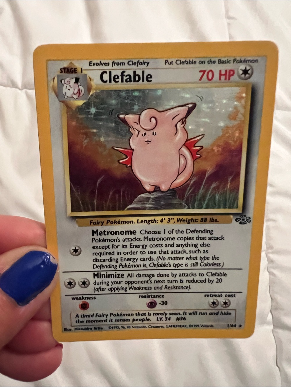 1999 RARE Clefable 1/64 Jungle Holo Unlimited Pokemon Card - Picture 2 of 10